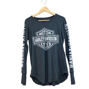 Harley-Davidson Womens Long Sleeve Logo Shirt Black Size M
